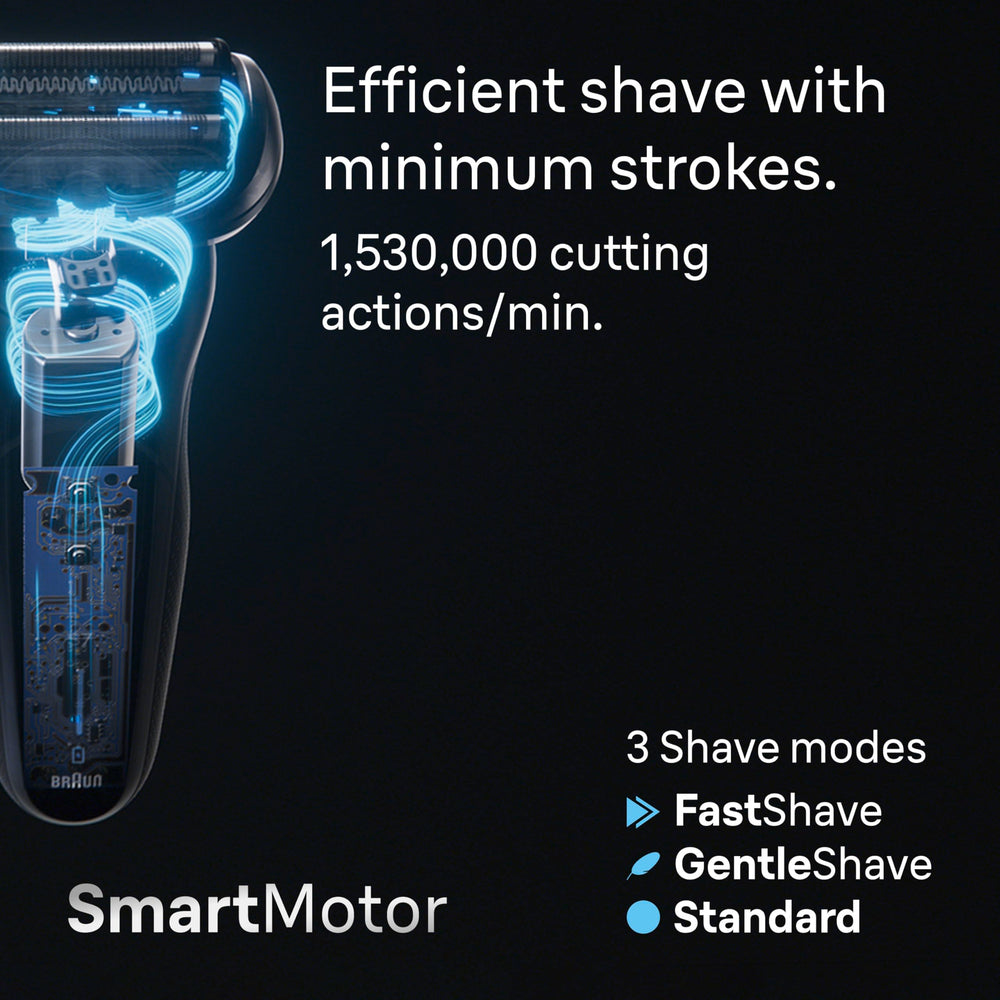 Braun Series 7 used in shower showing wet shaving convenience and easy rinsing