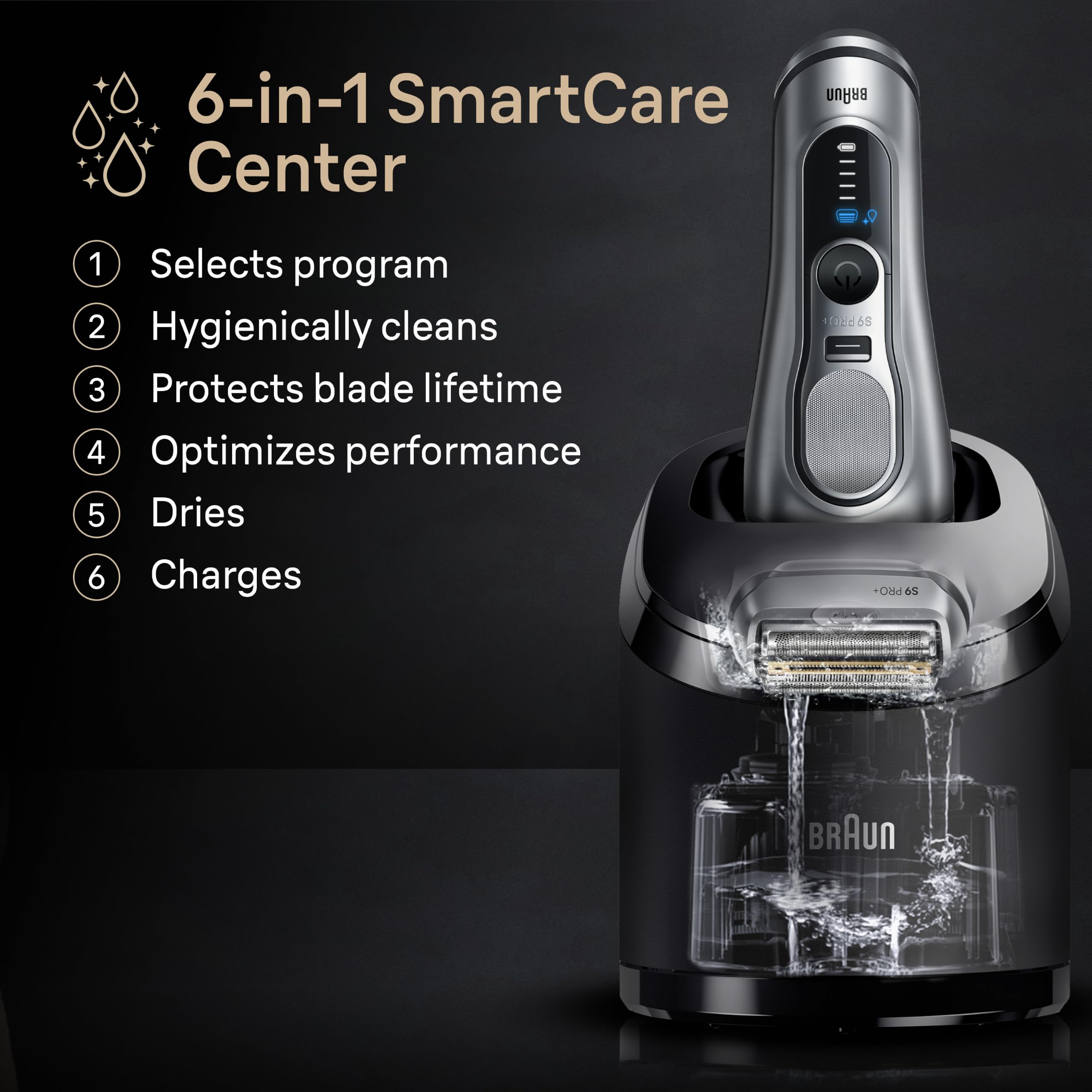 Braun shaver in hand for scale showing compact size and comfortable grip