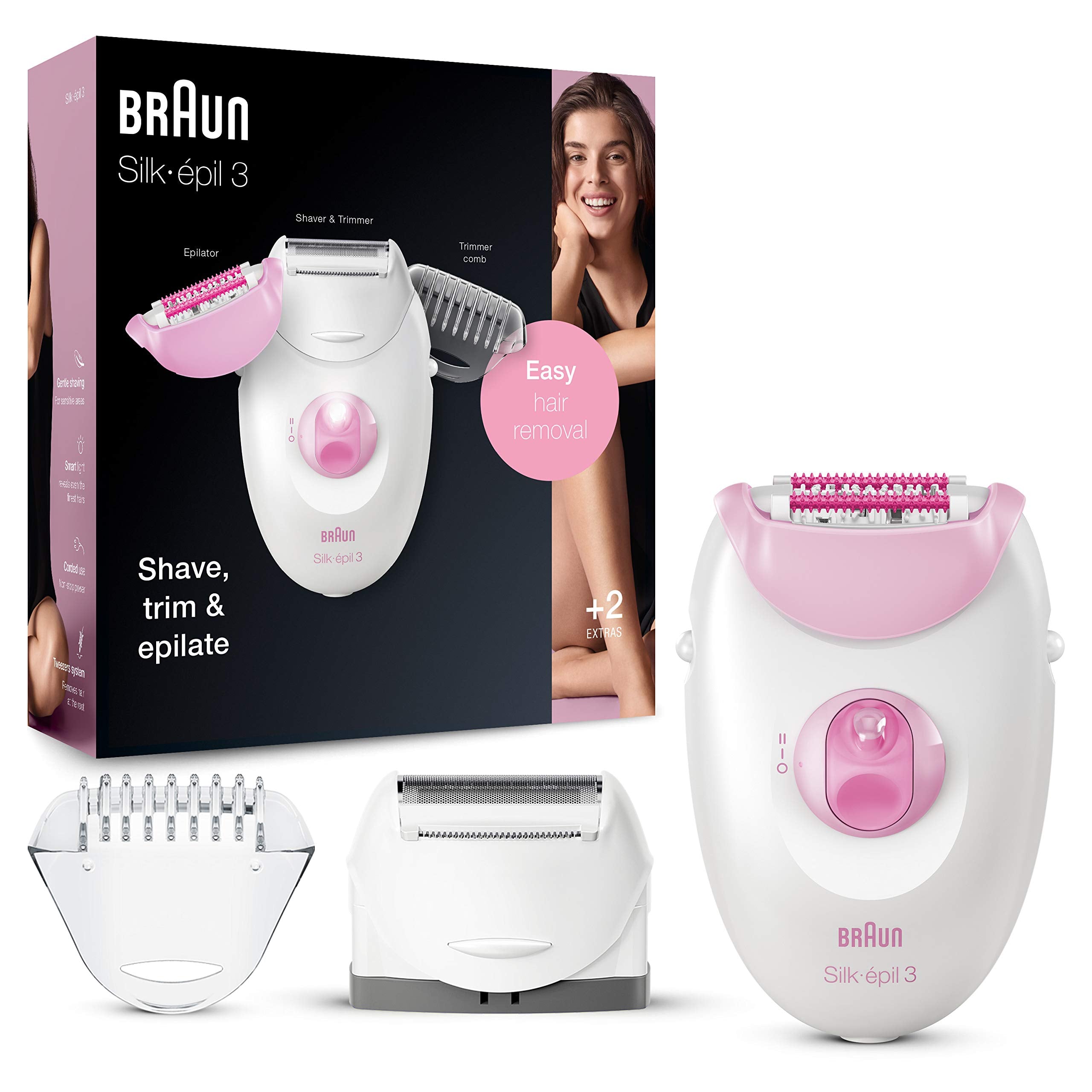 Braun Silk-épil 3 frontal mostrando diseño ergonómico y agarre cómodo para uso prolongado