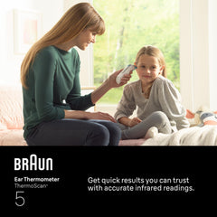 Braun ThermoScan 5 primer plano de la punta pre-calentada para lecturas fiables