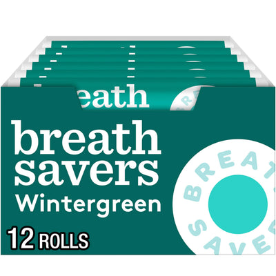 Breath Savers rollo frontal mostrando empaque portátil y frescor instantáneo