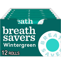 Breath Savers rollo frontal mostrando empaque portátil y frescor instantáneo