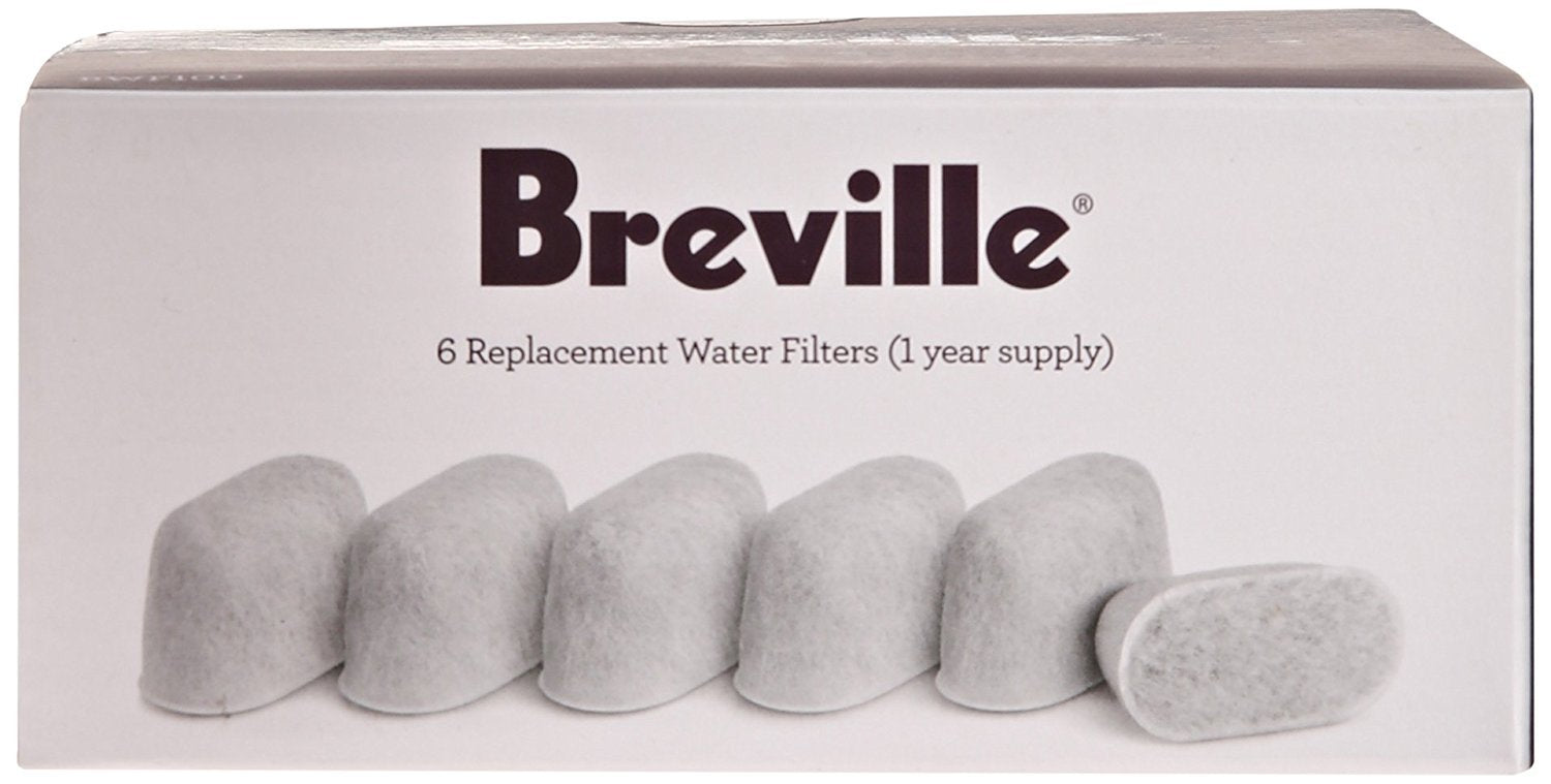 Breville tamaño del filtro junto a moneda indica escala compacta