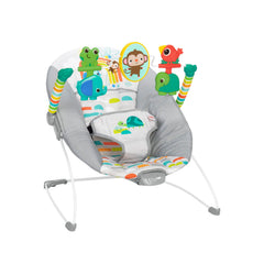Bright Starts vista frontal del bouncer mostrando diseño y comodidad