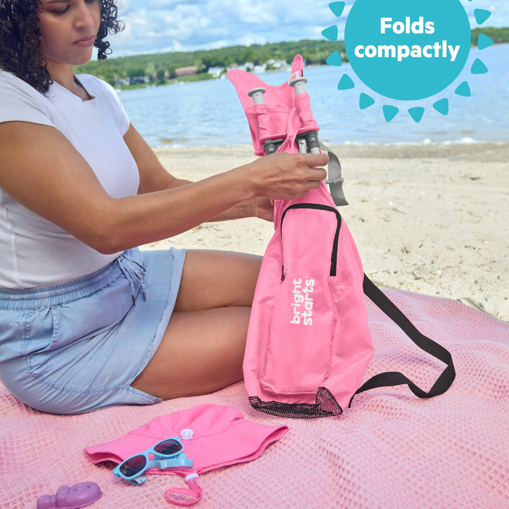 Bright Starts fijado a silla de adulto como trona estable