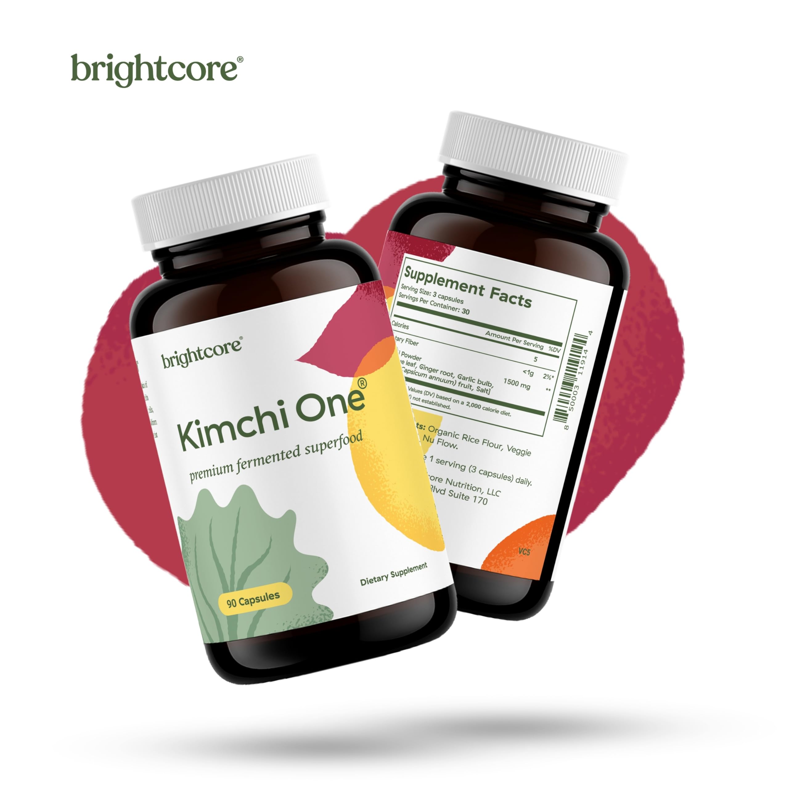 Brightcore Kimchi One en mesa de cocina moderna, lifestyle que sugiere bienestar consistente