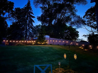Brightech ground stake-mounted solar panel optimizing sun exposure
