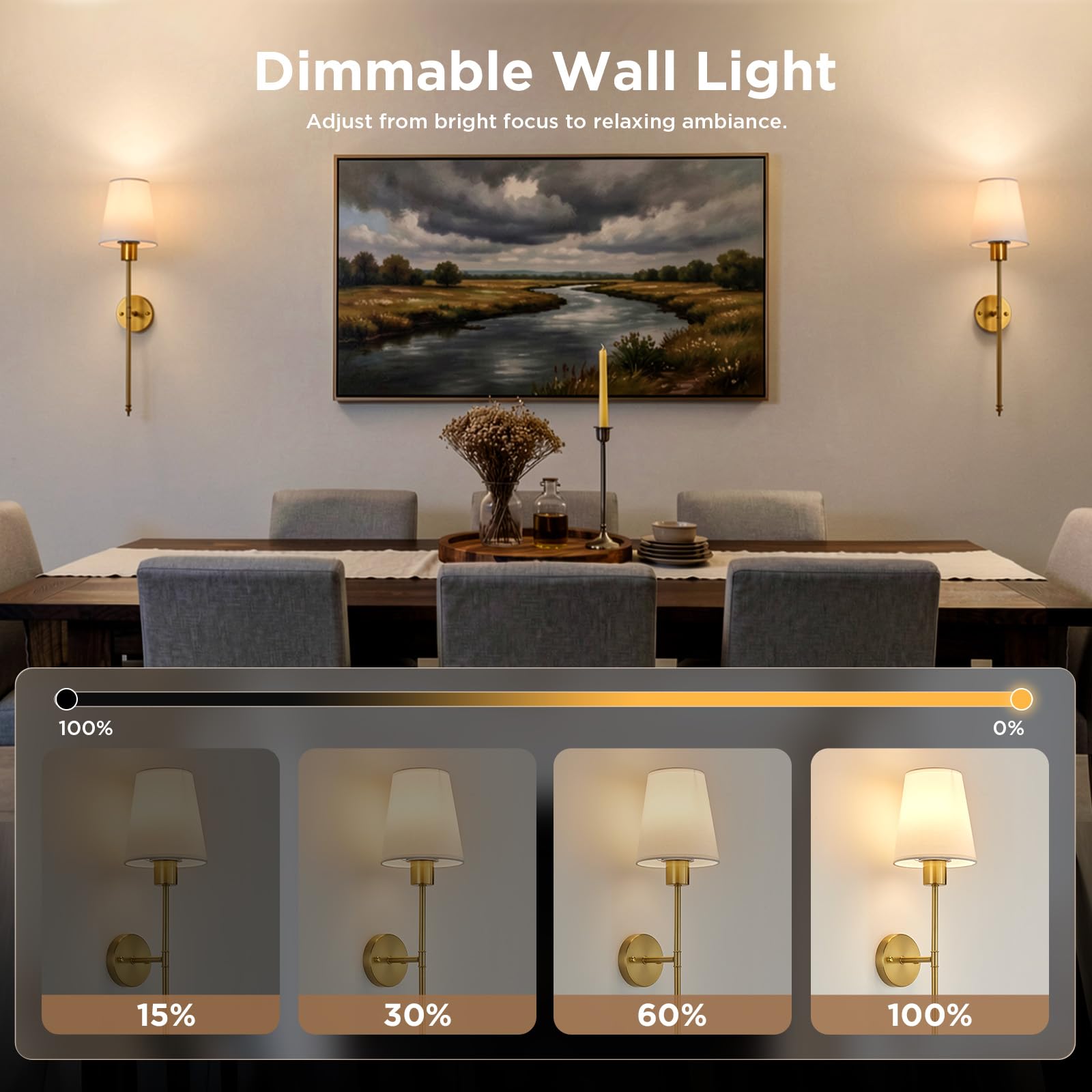 Brightown sconces installed over bed creating cozy bedside lighting benefits