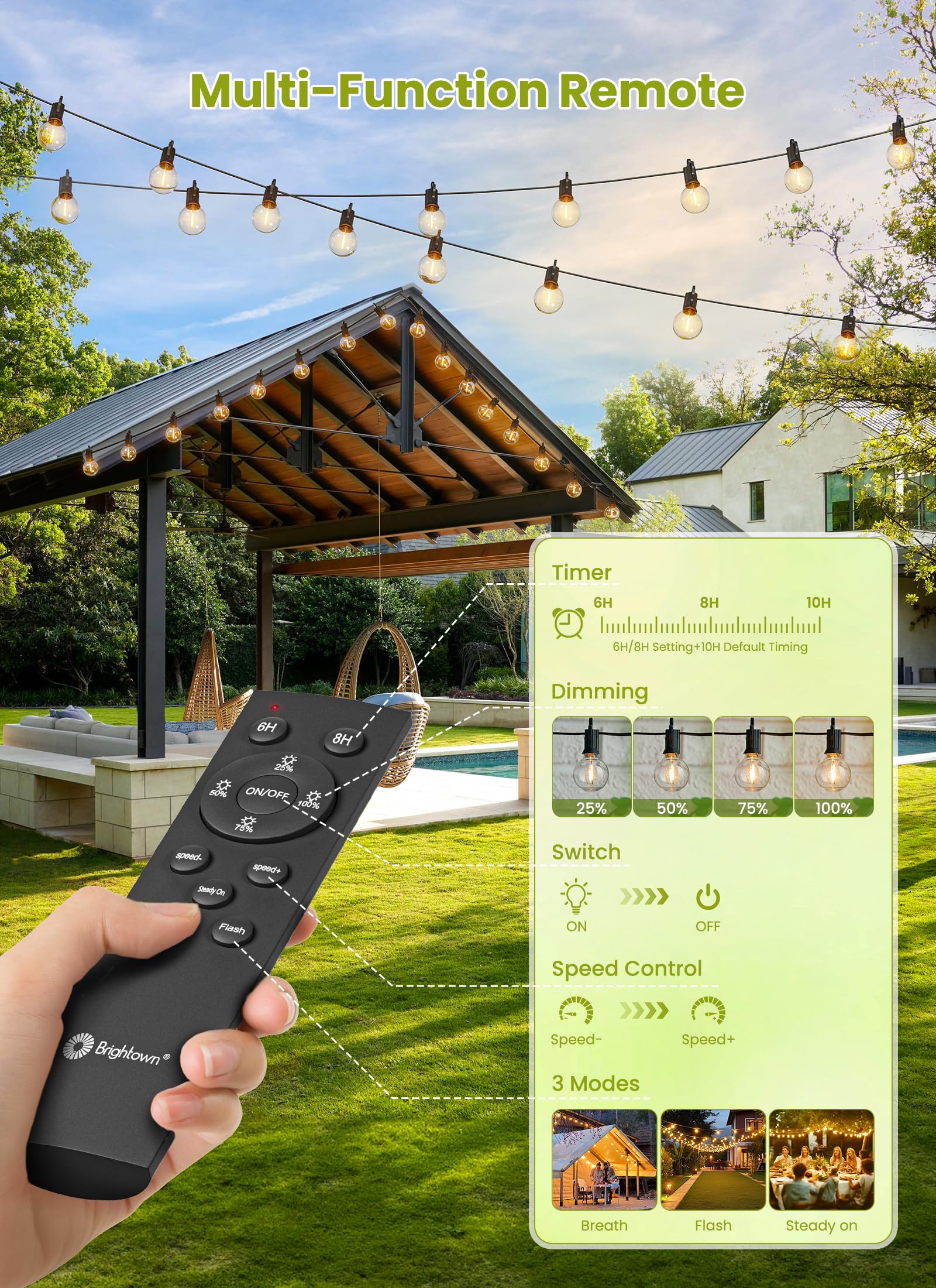 Brightown panel solar ajustable 180° para máxima captación de luz