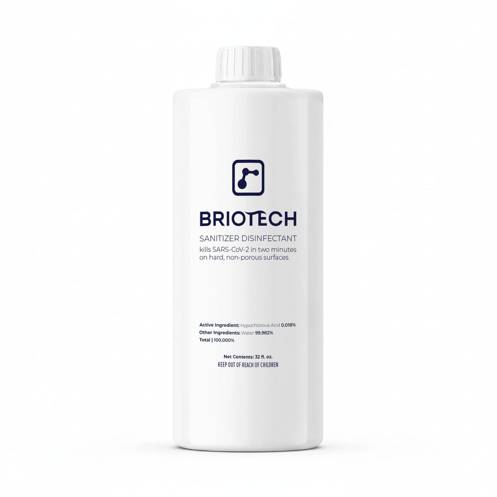 BRIOTECH botella frontal mostrando etiqueta y volumen práctico
