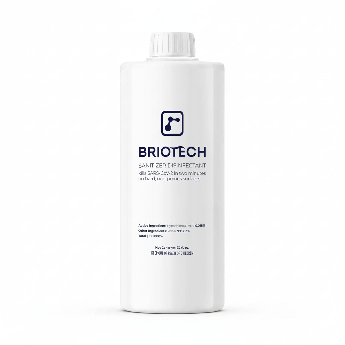 BRIOTECH botella frontal mostrando etiqueta y volumen práctico