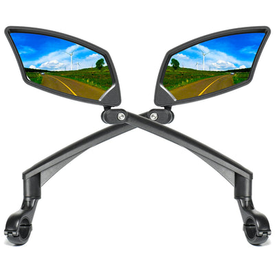 BriskMore front view pair mounted showing wide rear visibility benefit