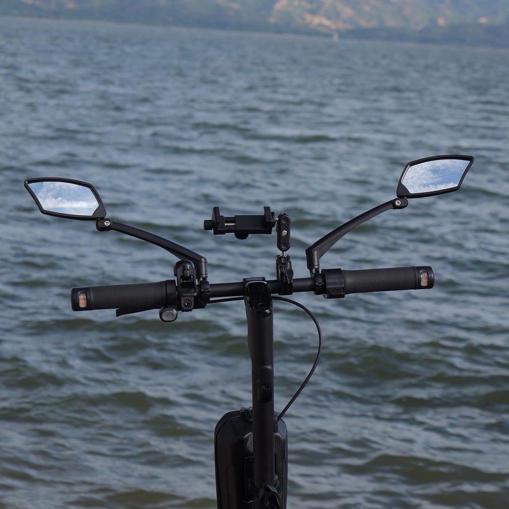 BriskMore mirror in use on e-bike showing safer road awareness