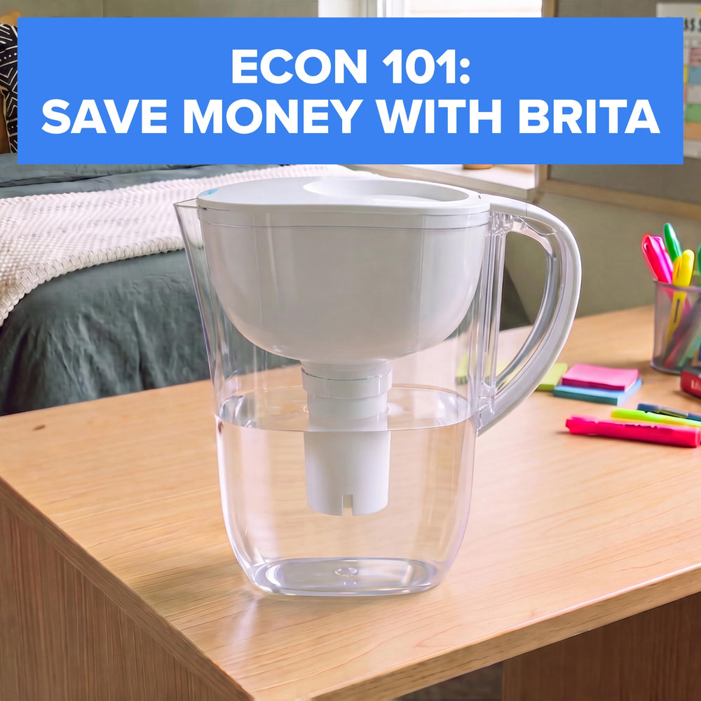 BRITA filter packaging label showing certification and replacement info