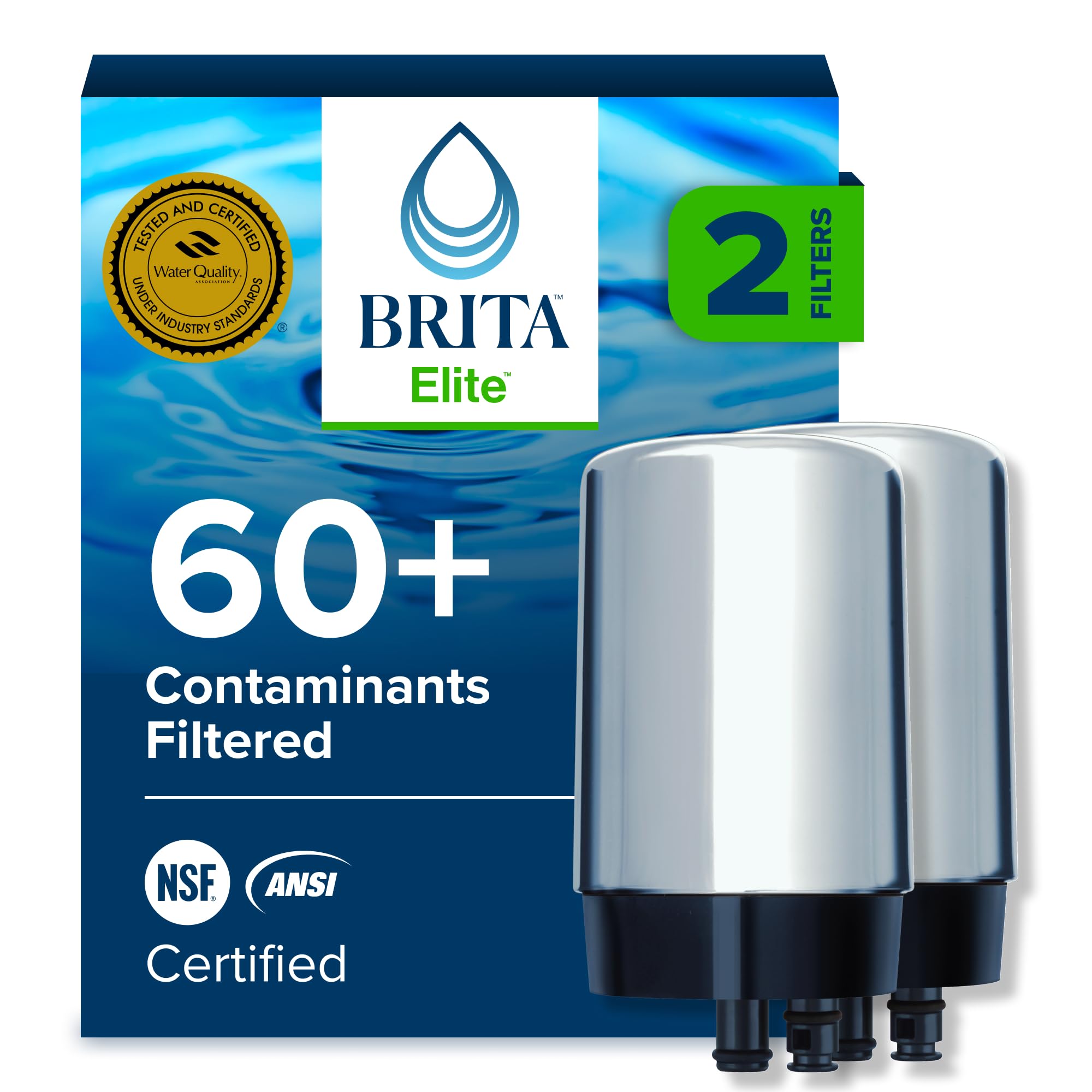 BRITA filtro de grifo frontal cromado mostrando instalación rápida