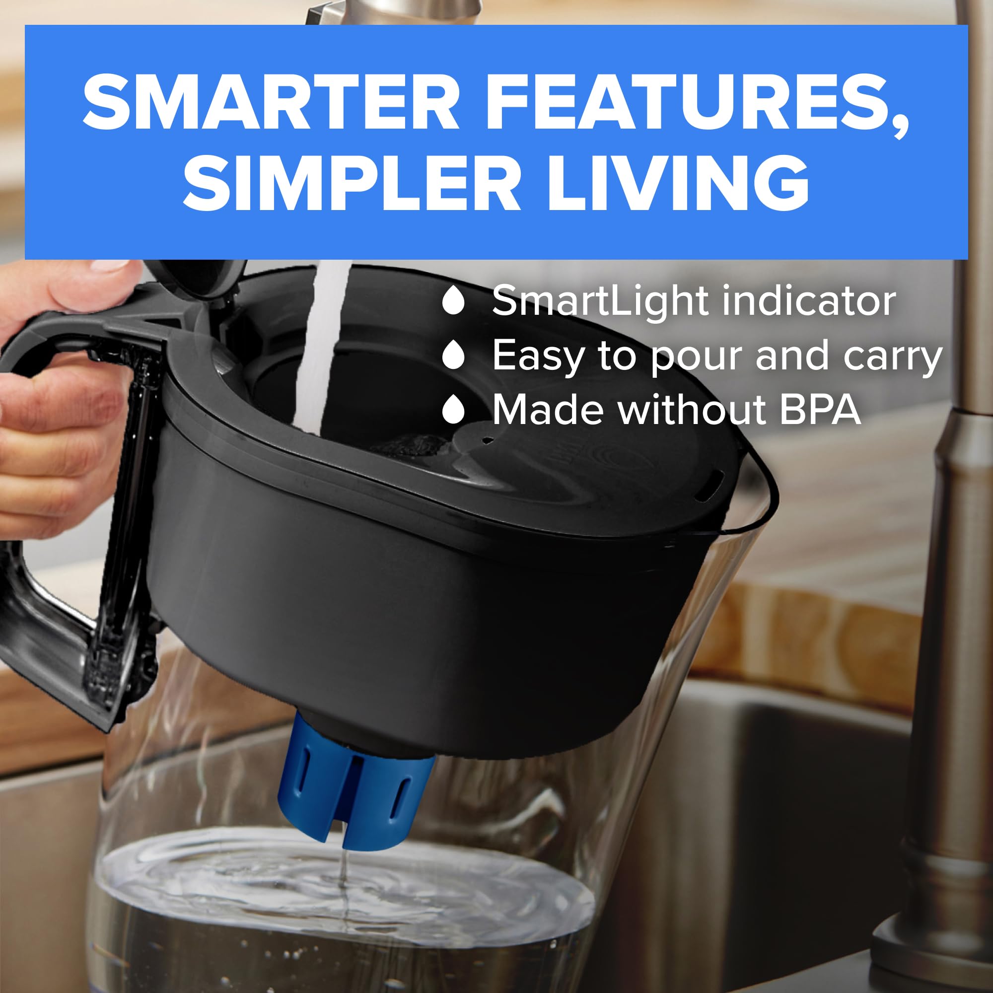 BRITA detalle de la manilla ergonómica para vertido cómodo y seguro