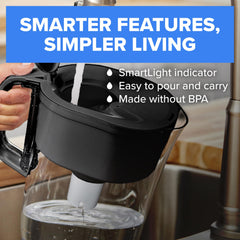 Brita vista lateral con escala de capacidad para medir hasta 6 tazas fácilmente