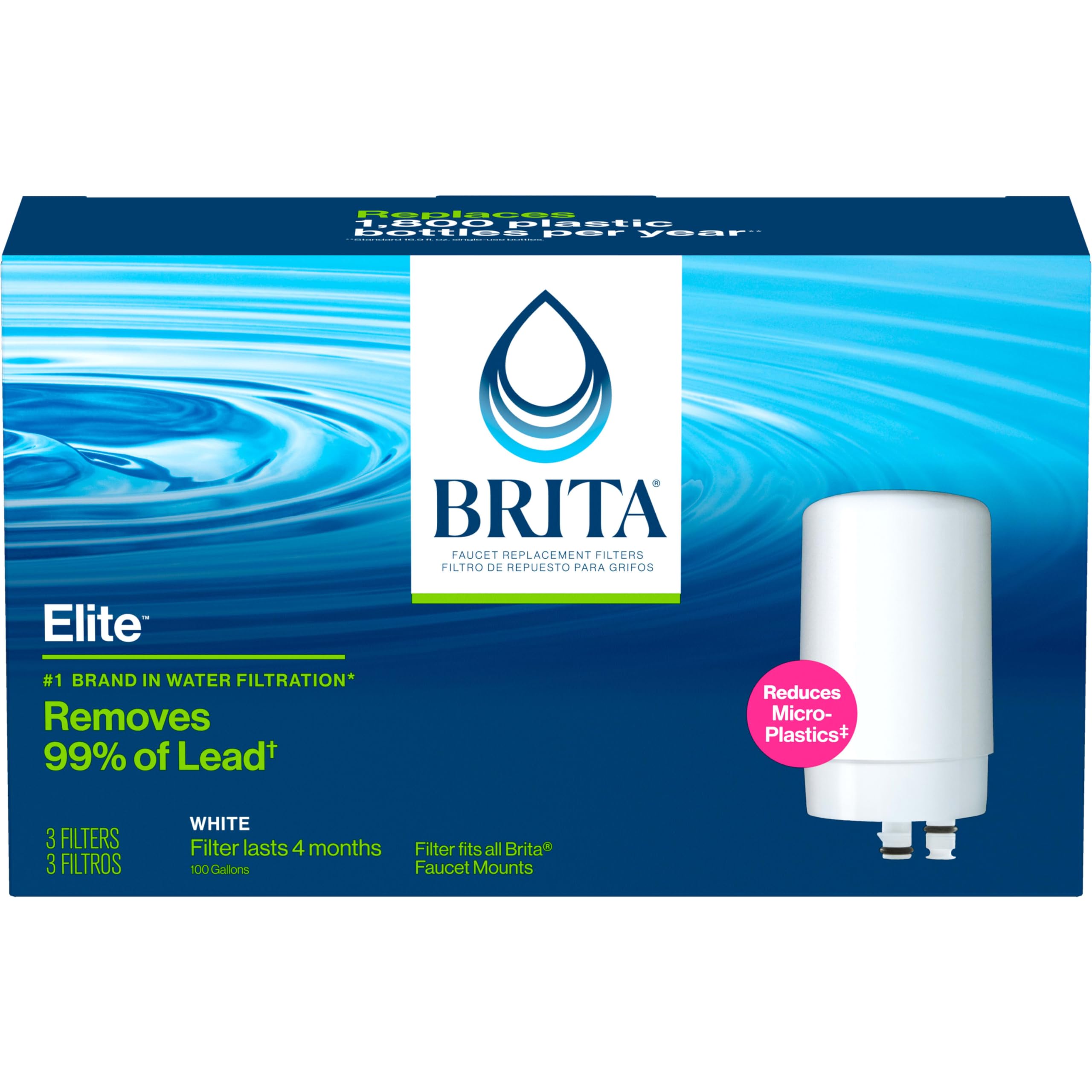 BRITA tres filtros alineados en mesa representando suministro prolongado y conveniencia