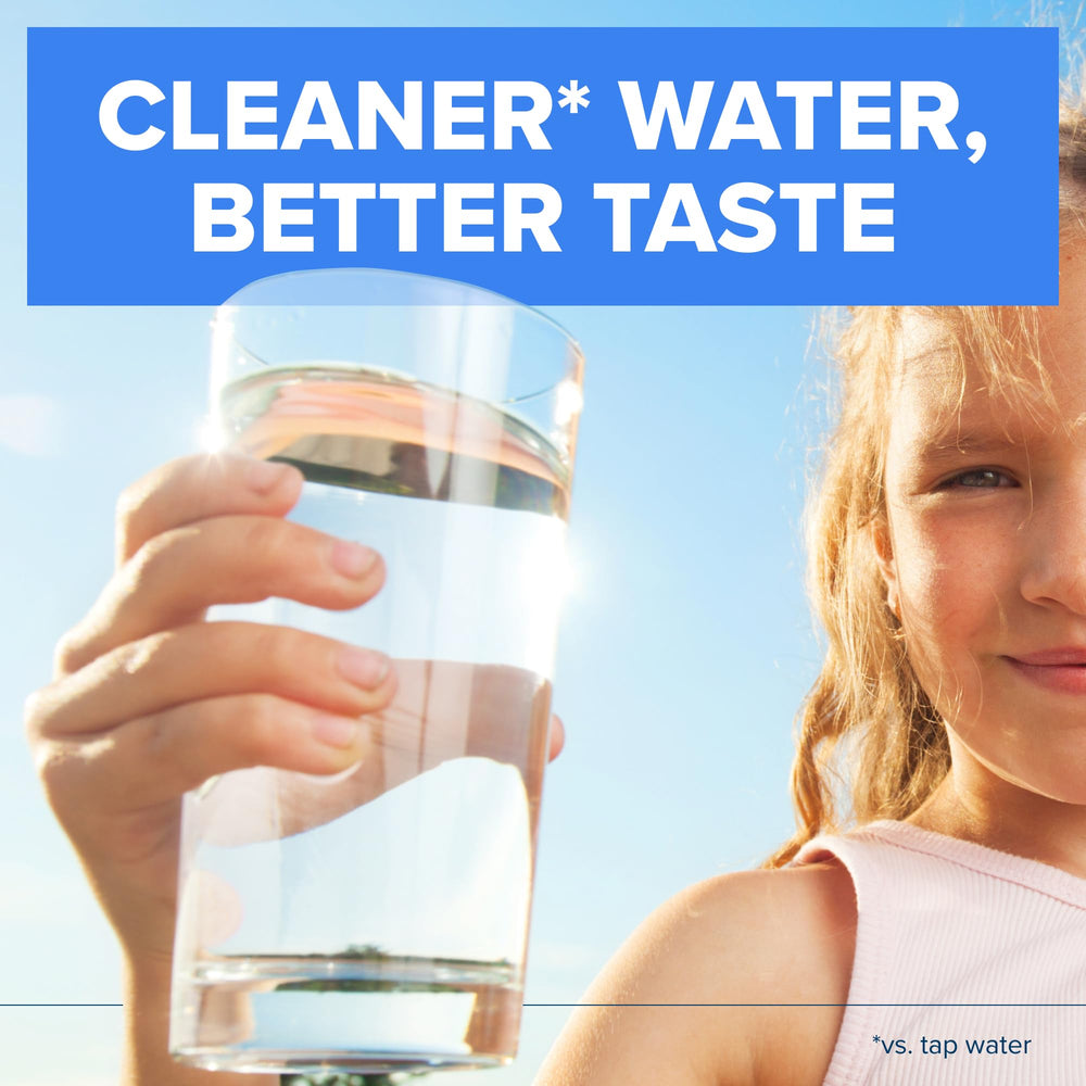 BRITA Plus junto a botella para comparar tamaño y ahorro de plástico