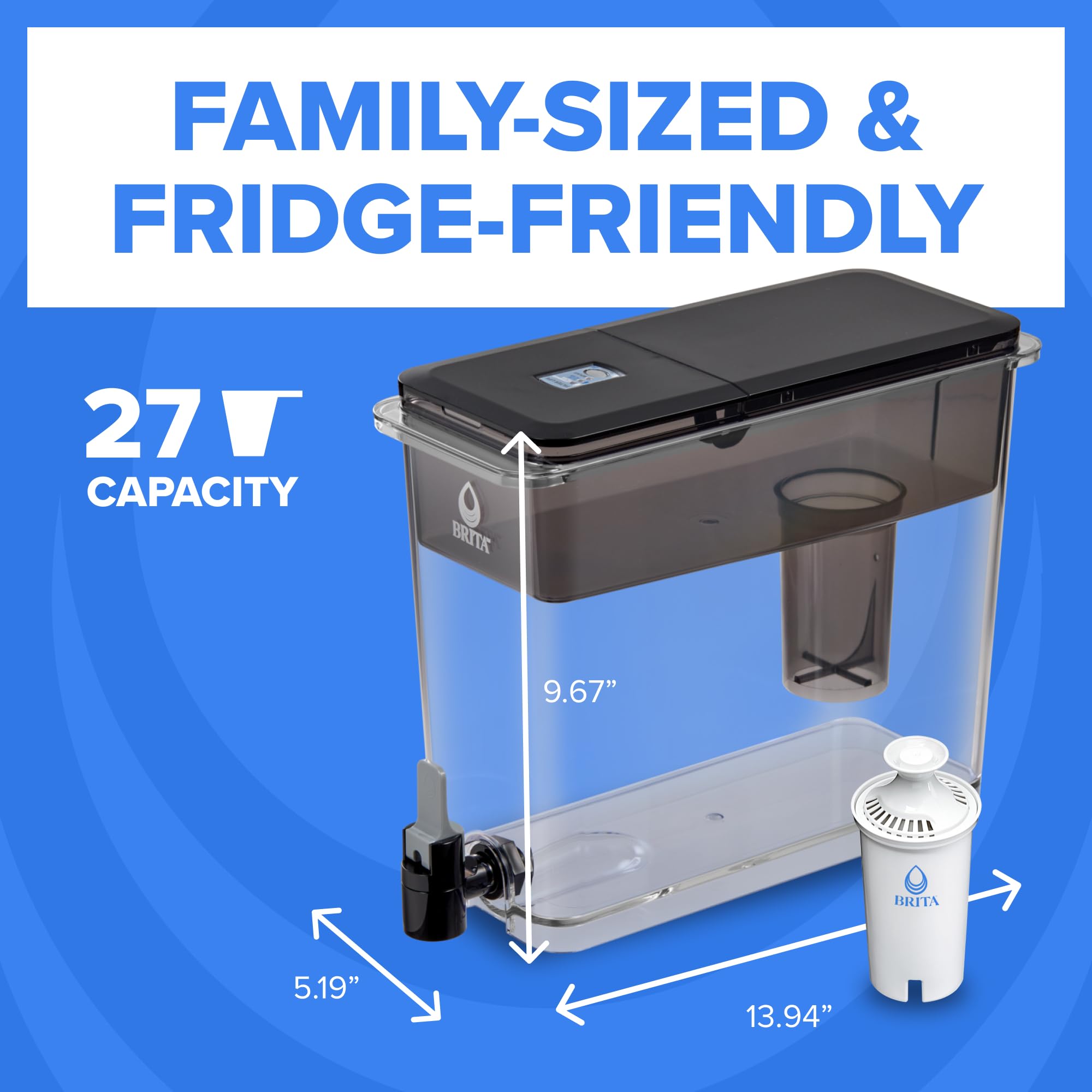 Brita UltraMax etiqueta con certificación WQA NSF/ANSI visible