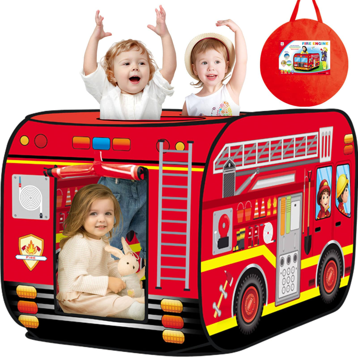 Britik tienda frontal con diseño de camión de bomberos, atractivo visual para niños
