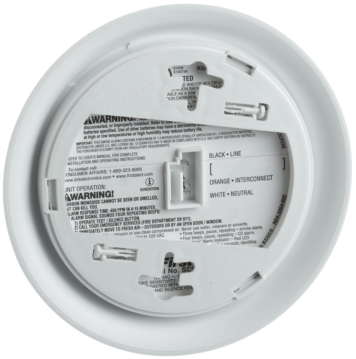 BRK SC9120B sensor close-up highlighting dual ionization and CO sensing for reliable detection