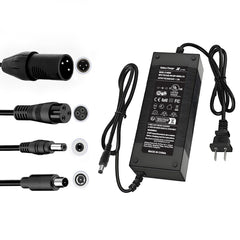 Brokeir cargador 54.6V vista frontal mostrando diseño compacto y seguridad