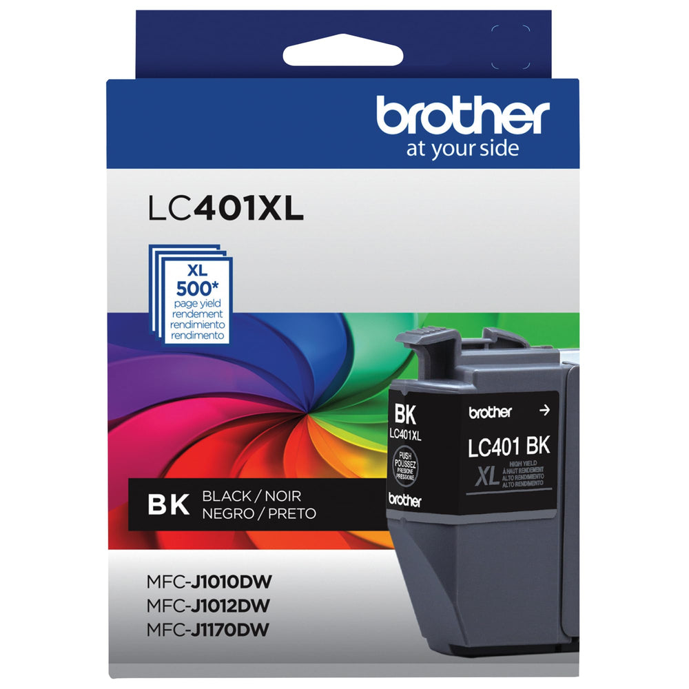 Brother LC401XLBK detalle de la etiqueta con información y código para una instalación rápida