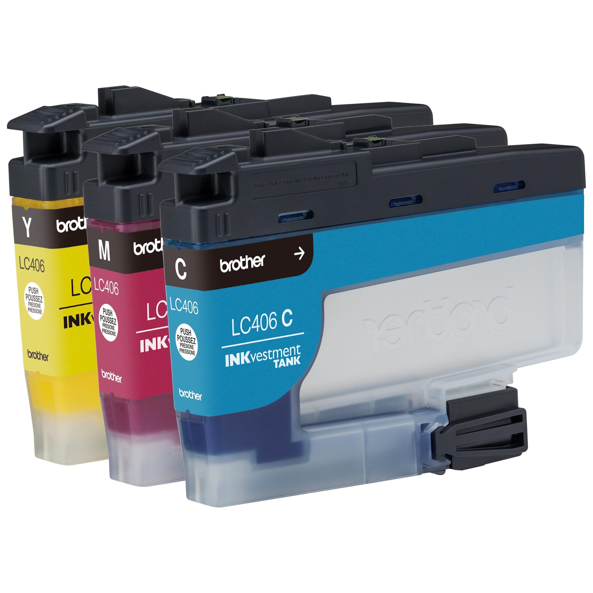 Brother LC406 printed color pages on desk showing consistent vibrant results