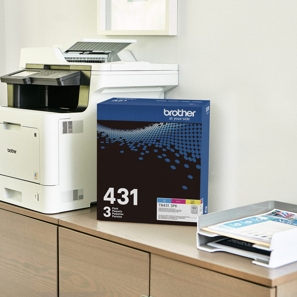 Magenta Brother TN-431 cartridge label shown to help verify compatibility and color accuracy