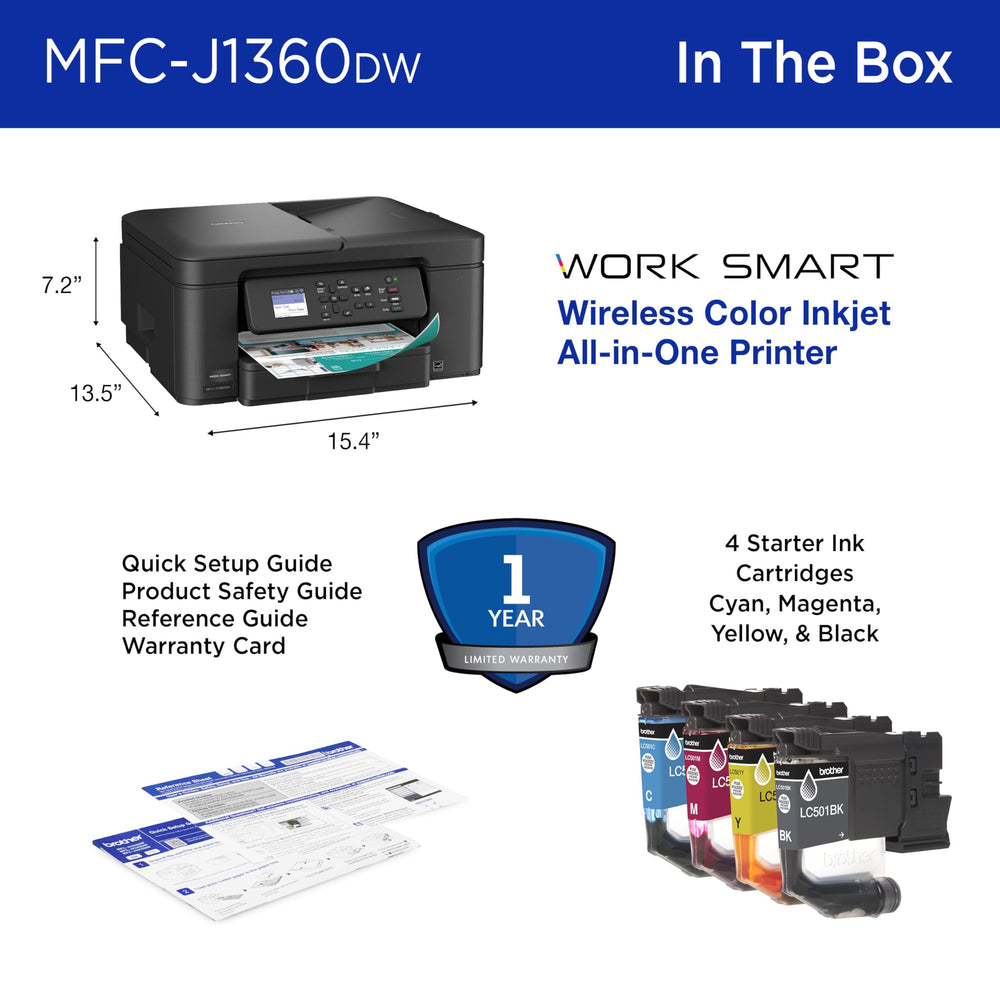Brother Work Smart 1360 in a home office setup illustrating space-saving convenience
