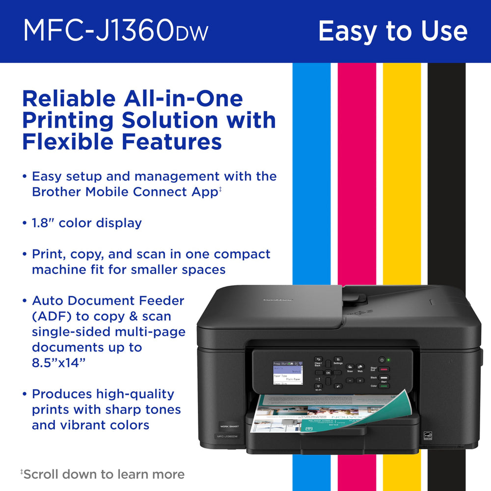 Brother Work Smart 1360 printed color report showcasing vibrant ink quality