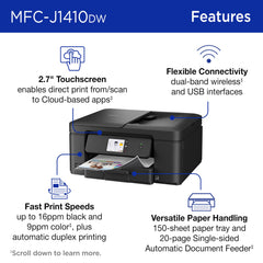 Brother Work Smart 1410 ADF and flatbed open demonstrating scanning versatility