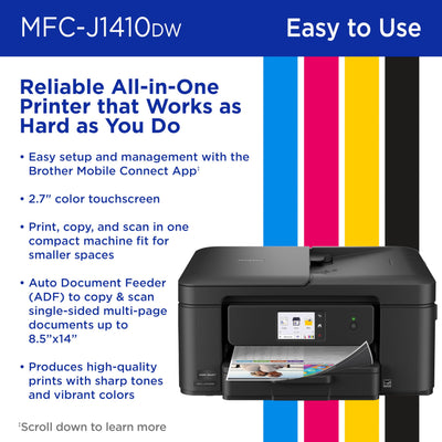 Brother Work Smart 1410 on desk in home office demonstrating space‑saving convenience