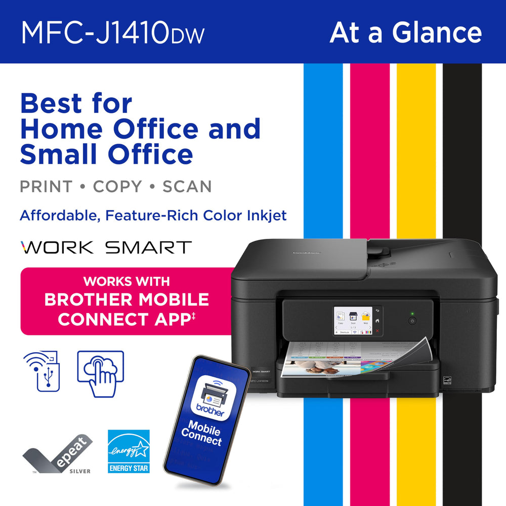 Brother Work Smart 1410 touchscreen closeup with cloud app access for faster jobs