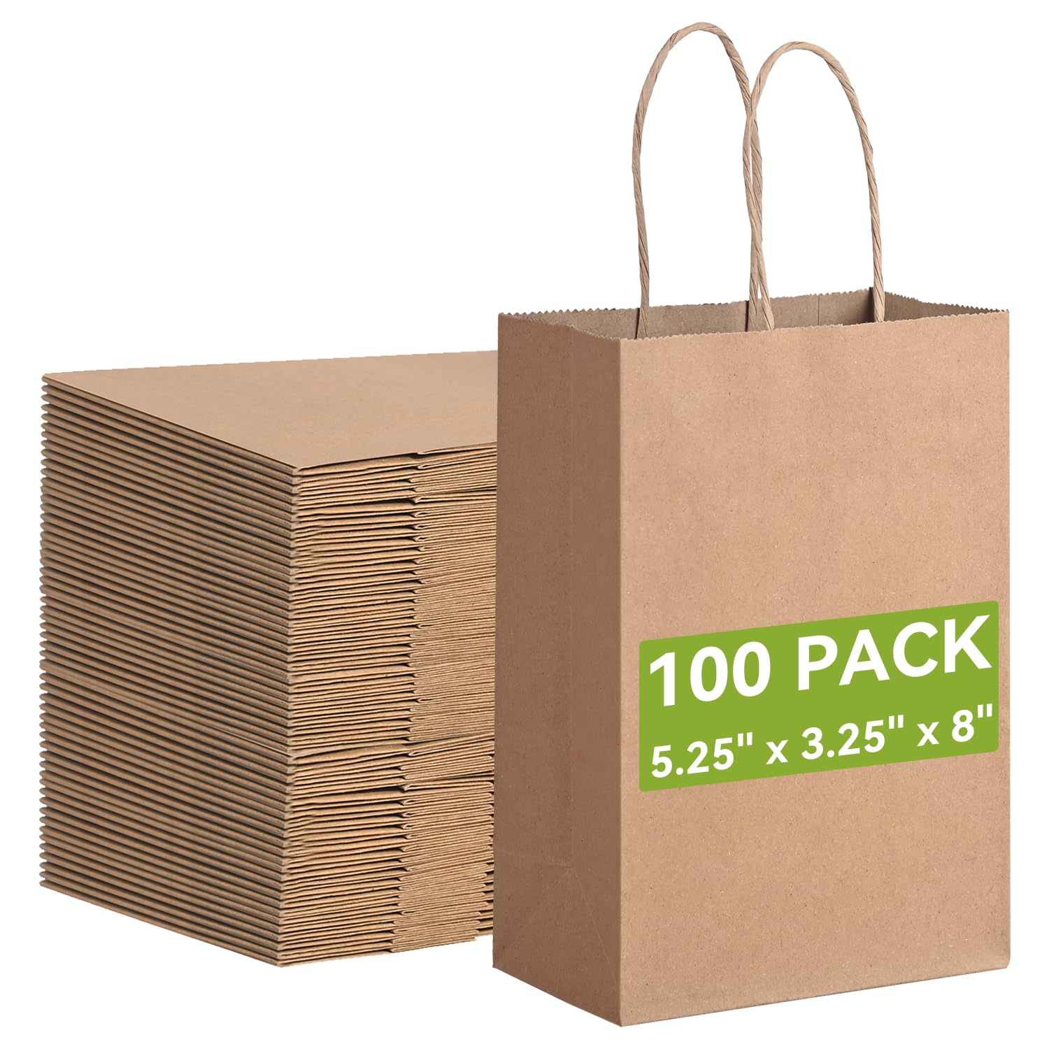 Brothersbox frente del paquete mostrando 100 bolsas marrón kraft, presentación profesional