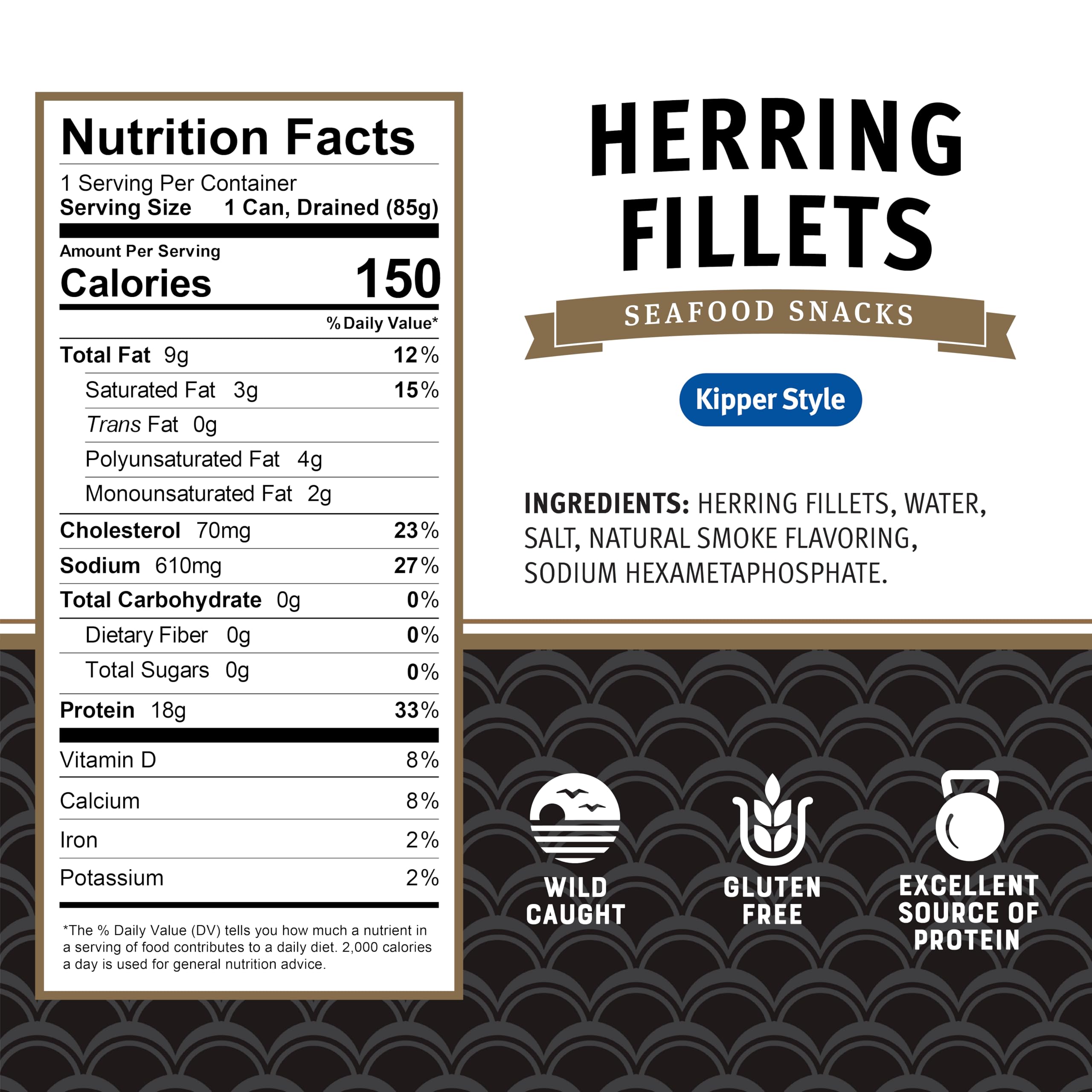 Brunswick close-up of flaked kipper style fillet showing texture and protein value
