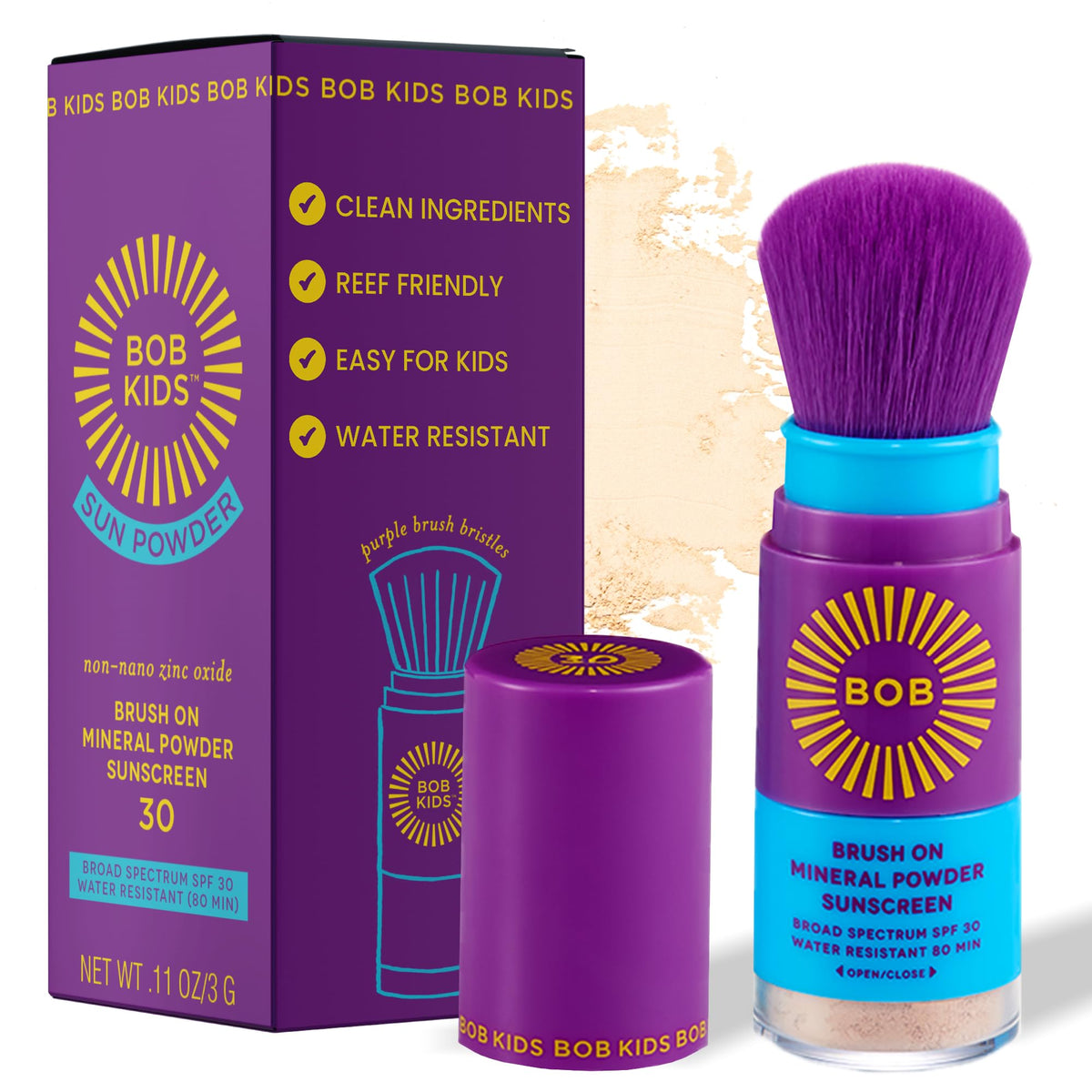 Brush On Block envase frontal del protector en polvo fácil de usar