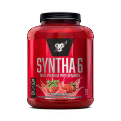 BSN envase frontal de SYNTHA-6 sabor fresa con diseño atractivo y fácil identificación