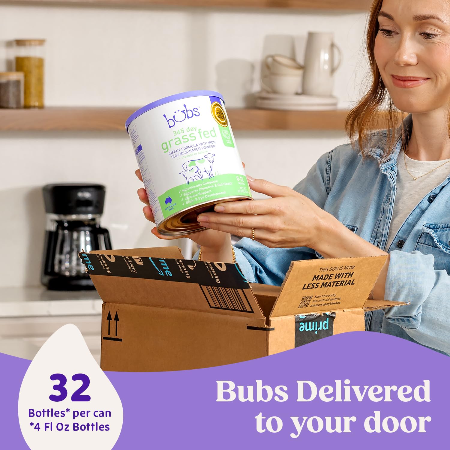 Bubs lata junto a mano para comparar tamaño y facilitar cálculo de porciones