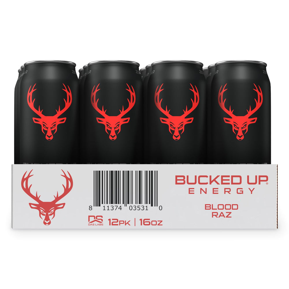 Bucked Up lata en mano muestra tamaño estándar y portabilidad