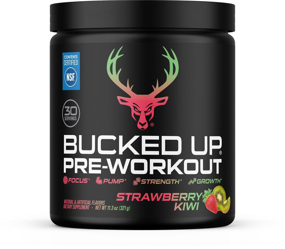 Bucked Up vista frontal del envase mostrando la marca y sabor