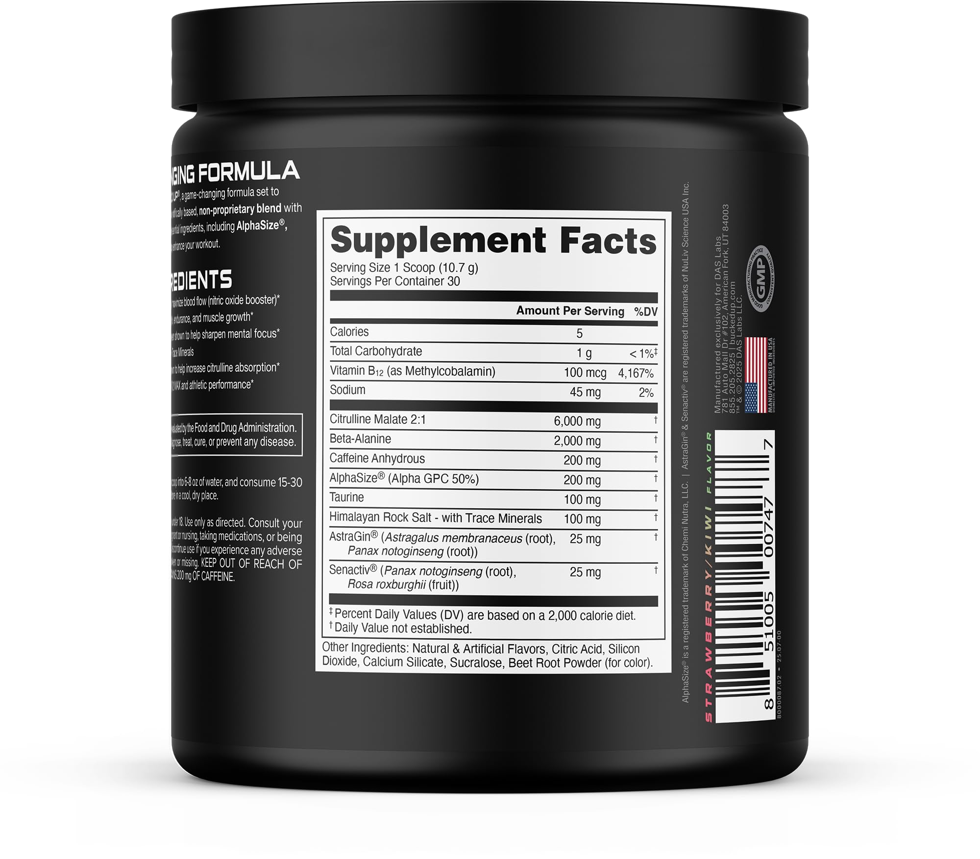 Bucked Up bebida preparada en vaso list a para entrenar con energía