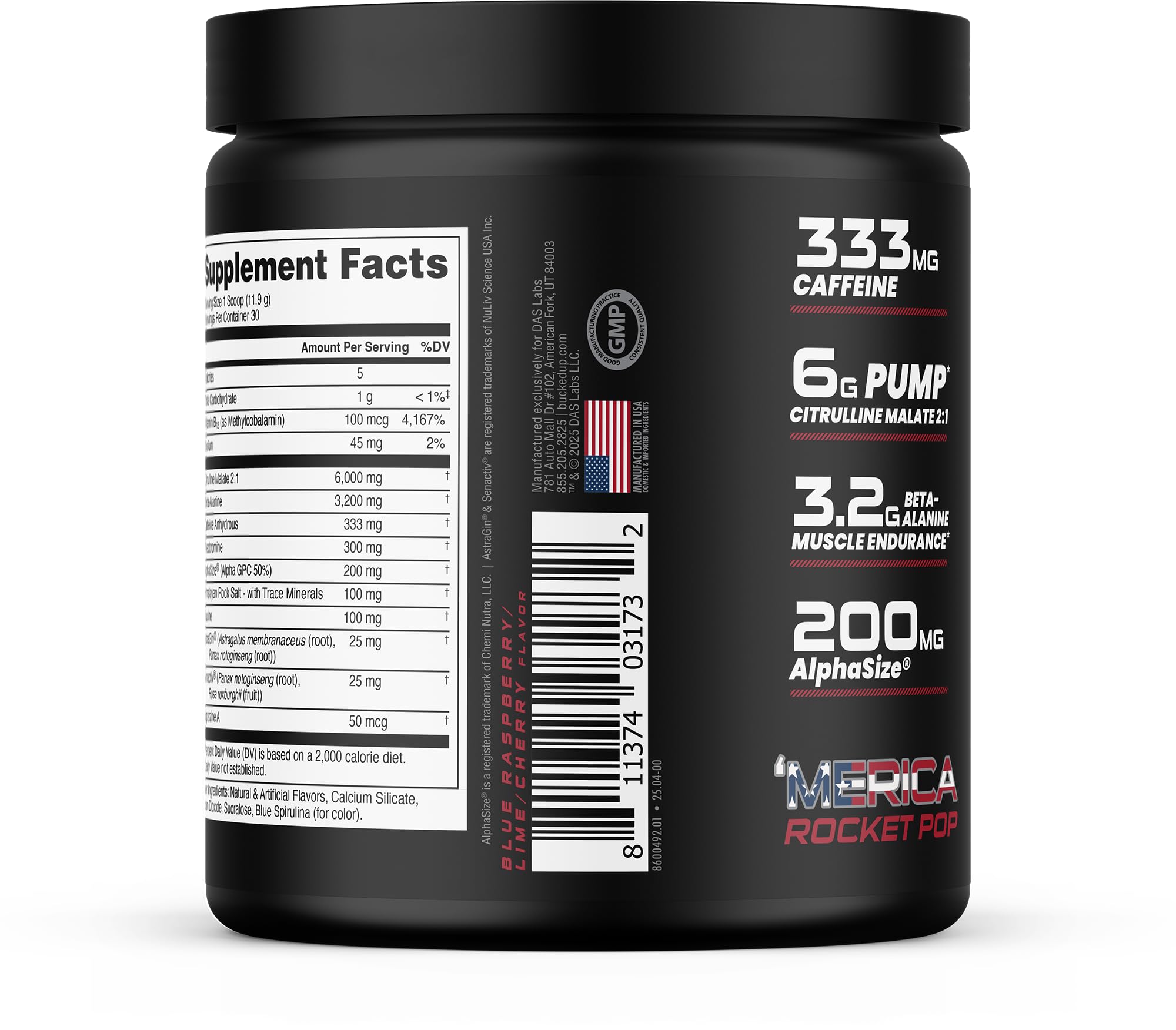 Bucked Up Woke tabla con ingredientes clave destacando beneficios funcionales
