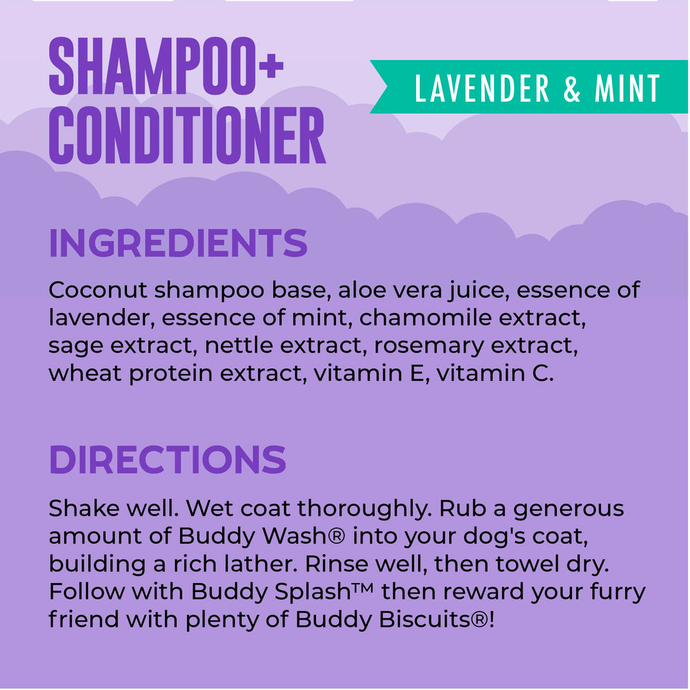 Buddy Biscuits etiqueta con ingredientes naturales y seguridad visible
