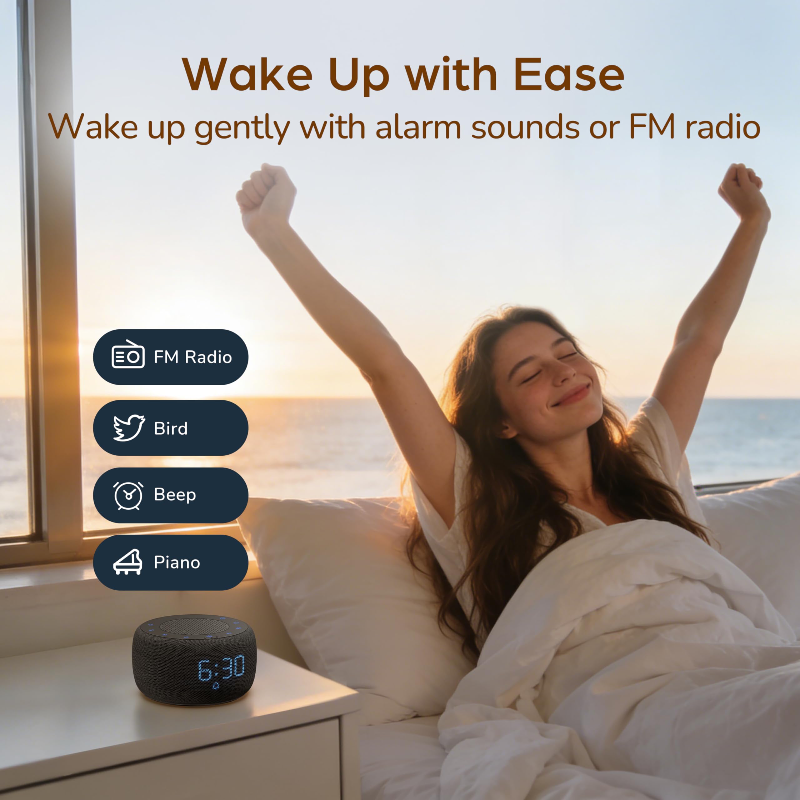 BUFFBEE botones superiores para controlar alarma radio y Bluetooth fácilmente