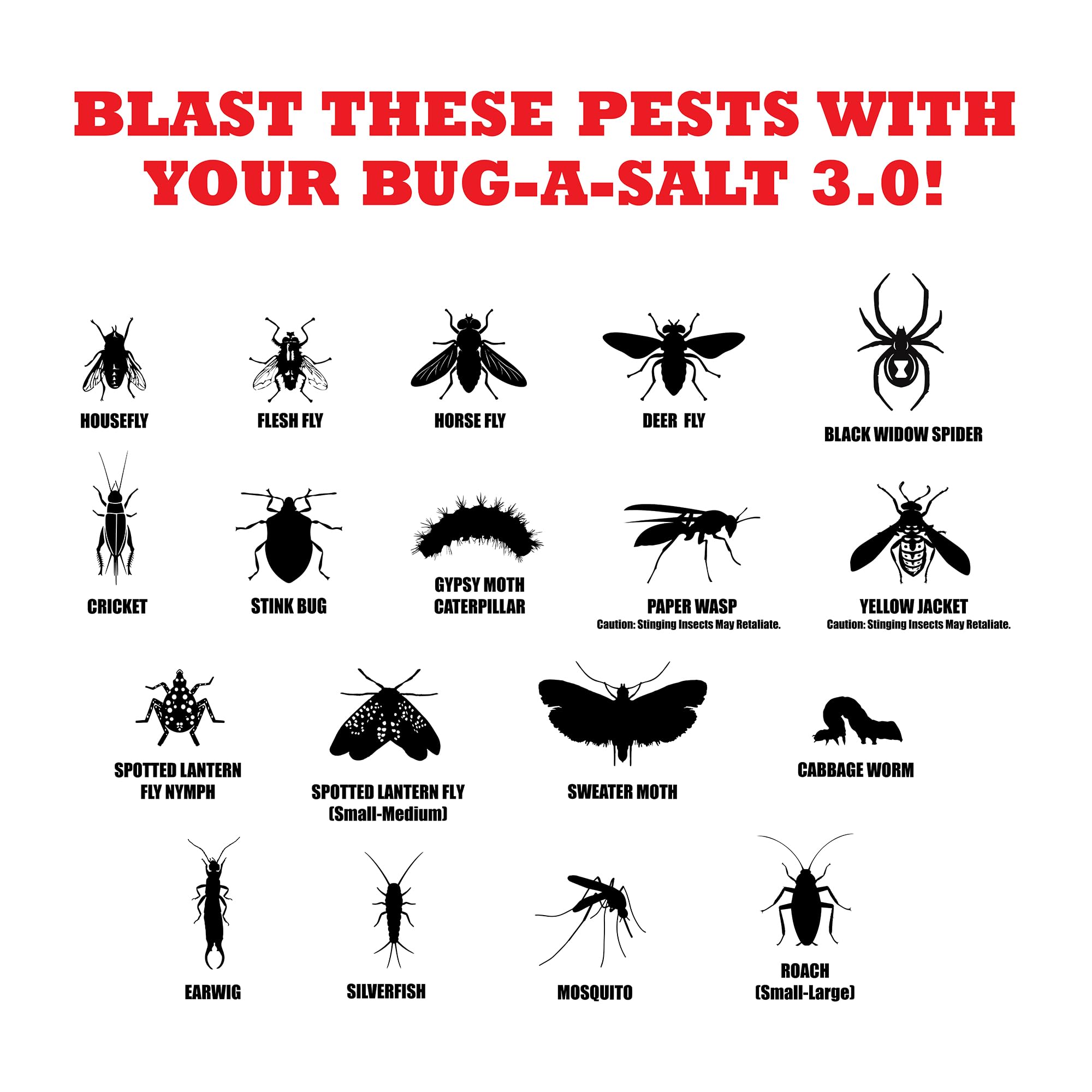 BUG-A-SALT etiqueta frontal rosa y negro destacando aspecto retro y resistente