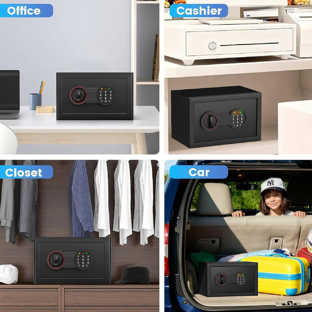 Bukumo safe placed on shelf in bedroom showing discreet concealment benefit