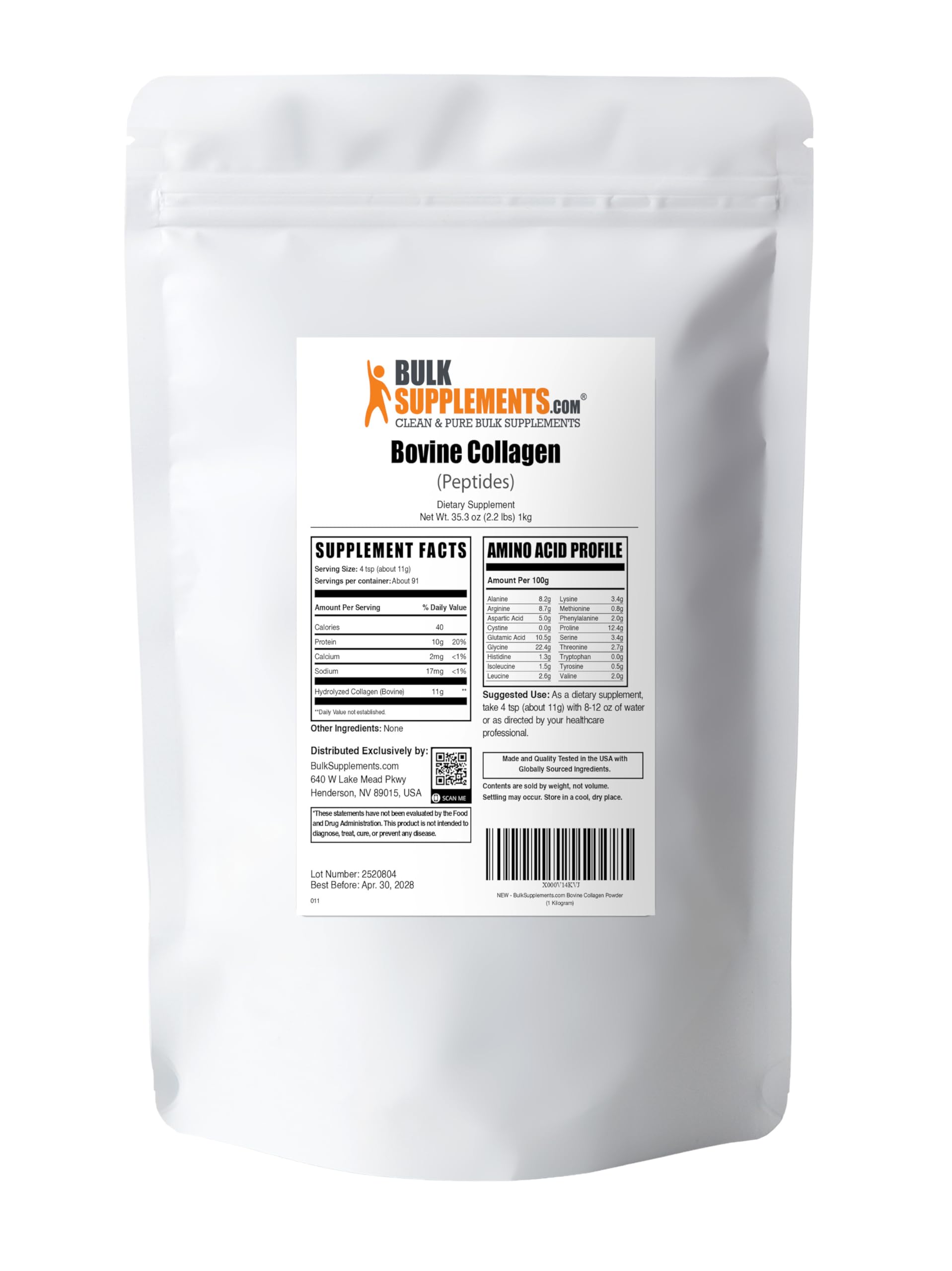 BulkSupplements polvo de colágeno usado en una receta de cocina para integración diaria