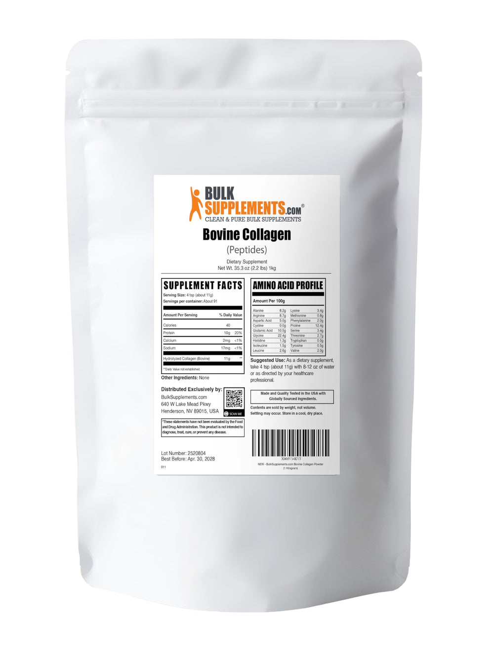 BulkSupplements polvo de colágeno usado en una receta de cocina para integración diaria